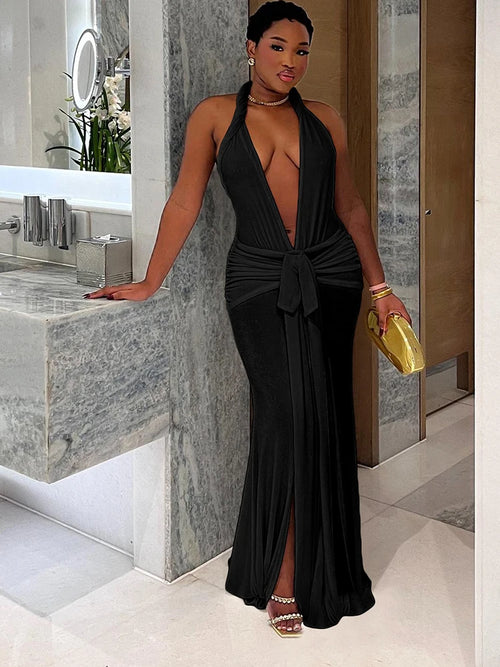 Nibber Elegant Peach Buttocks Sexy Dress Women Halter 2025 Summer Sexy