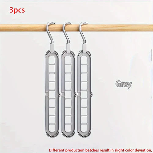 3pcs, Plastic 9-Hole Foldable Hangers, Heavy Duty Space Saving Clothes