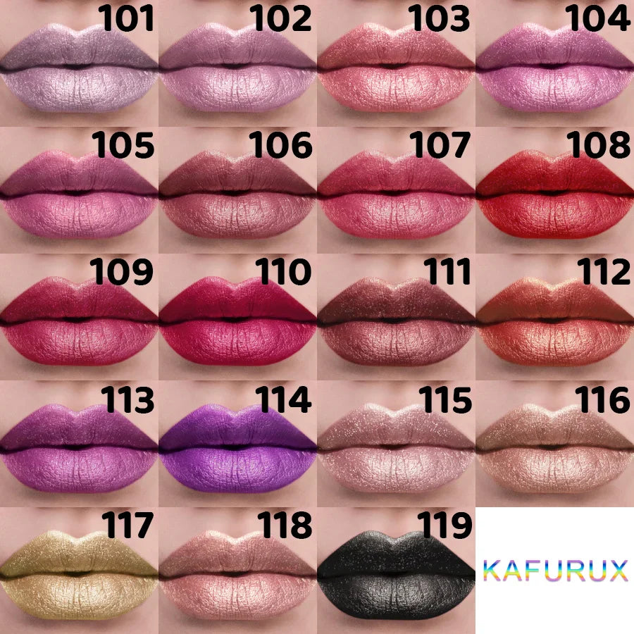 21Colors Bold & Intense Glitter Shiny Metallic Lipstick Pearlescent