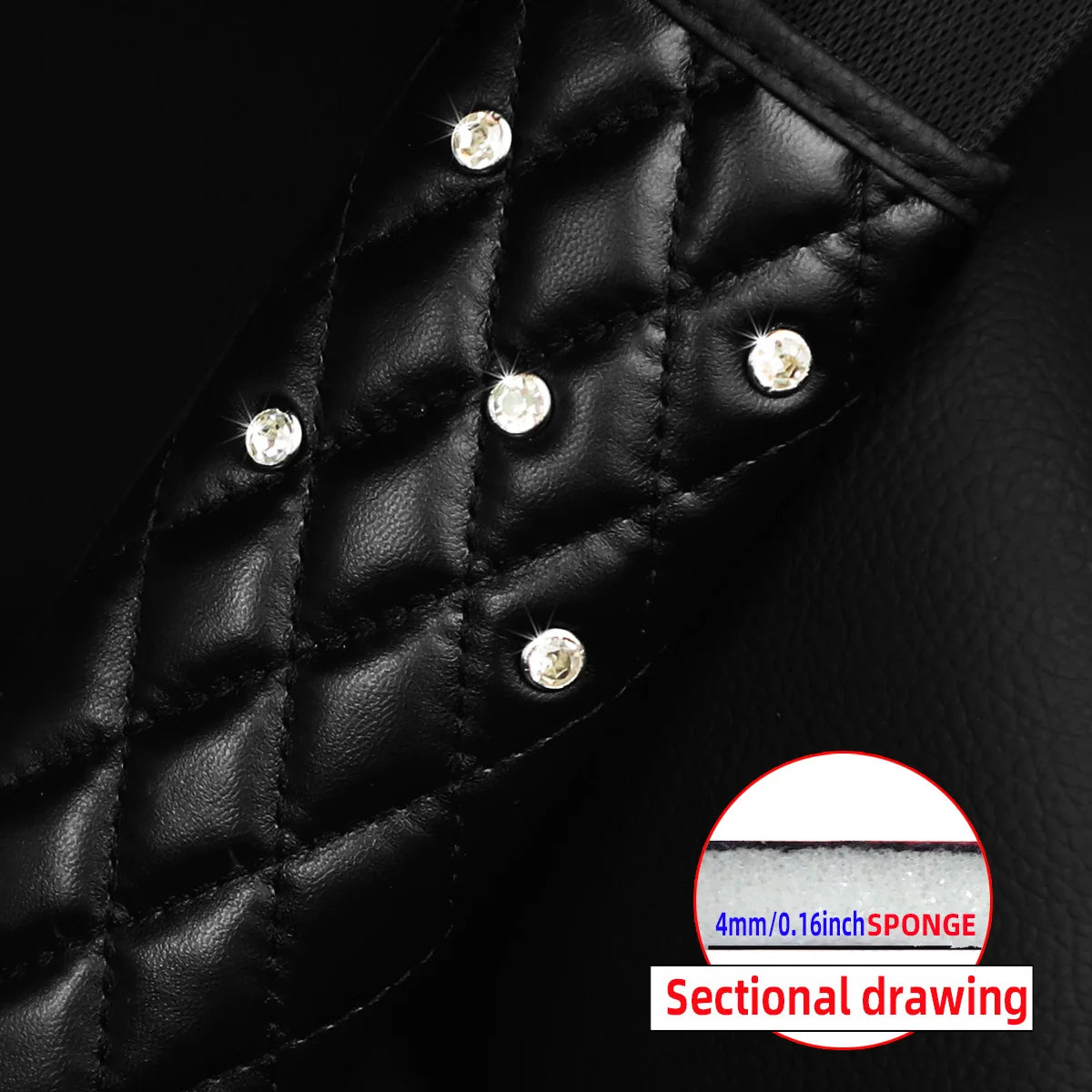 An Automotive PU Leather Diamond-encrusted Seat Belt Shoulder Cover