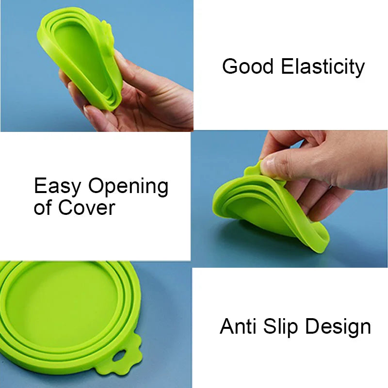 2pcs/set Reusable Pet Food Can Cover and Spoon Portable Dogs Cat