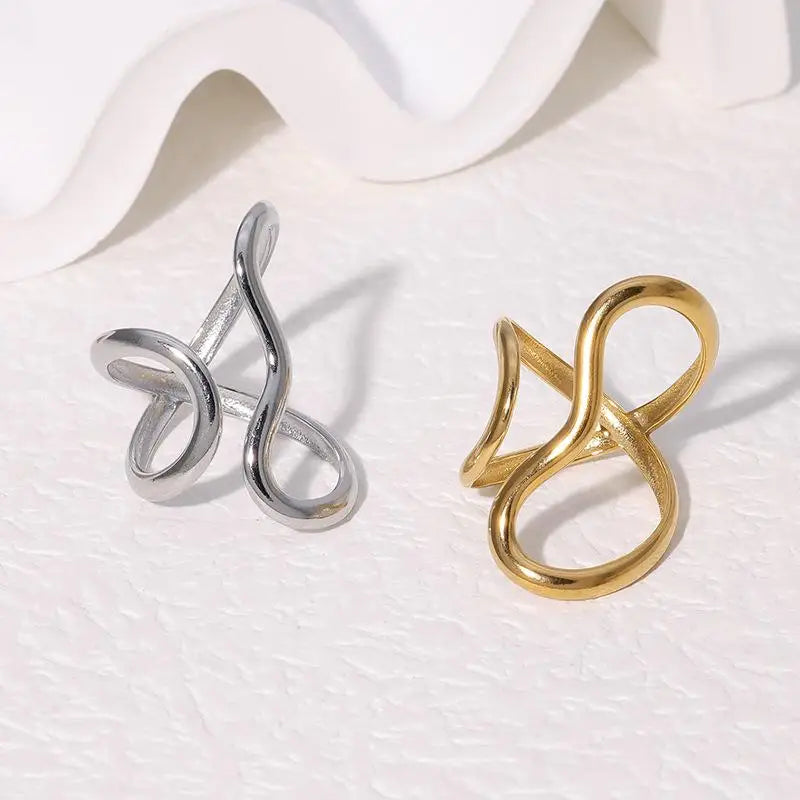 Fashion Stainless Steel Waterproof Open Ring Personality Charms PVD