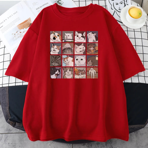 Meme Cats Puzzle Creativity Printed Men T-Shirts Beach Breathable