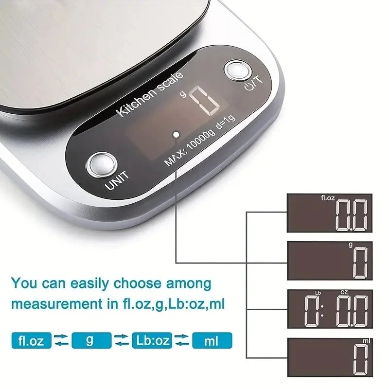 1pc Accurate Digital Kitchen Scale for Cooking and Baking - 22lb
