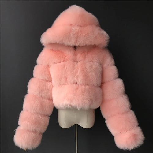 High Quality Furry Cropped Faux Fur Coats and Jackets Women Fluffy Top