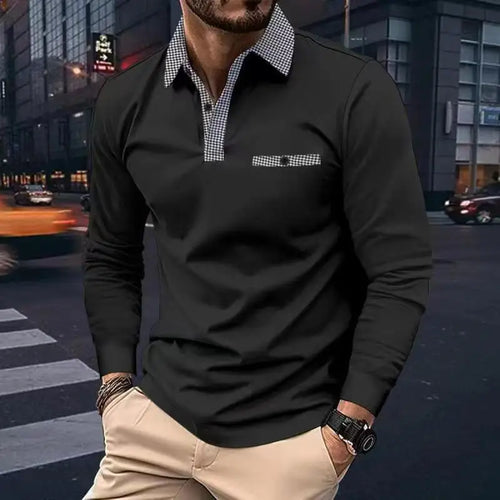 Spring Autumn Men Polo shirt Casual Sports Shirt Men Pure Color Long