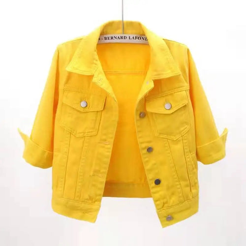 Women Denim Jacket Spring Autumn Short Coat Pink Jean Jackets Casual
