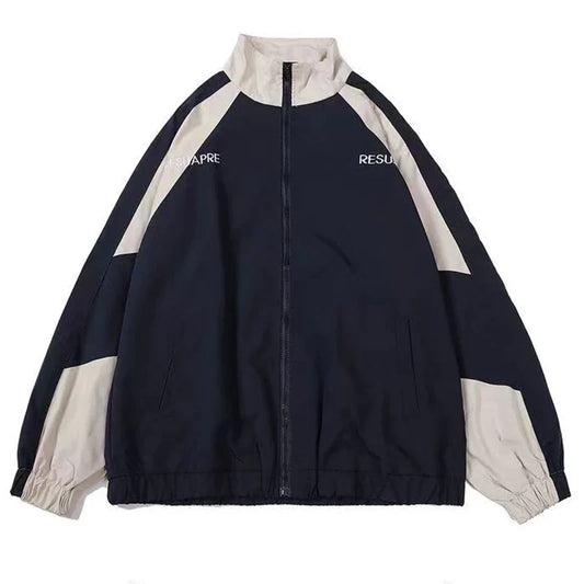 Hip Hop Varsity Jacket Men High Street Patchwork Color Black