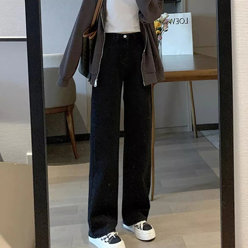 Woman Vintage Wide Leg Jeans Girls High Waist Pants Female Fashion