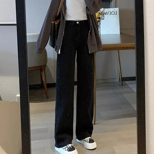Woman Vintage Wide Leg Jeans Girls High Waist Pants Female Fashion