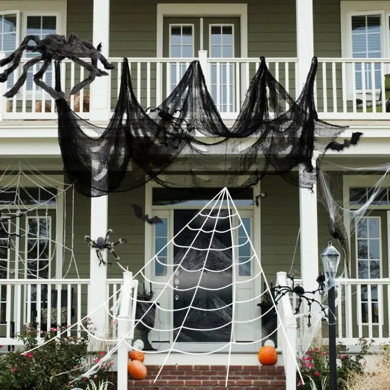 Halloween Black Creepy Cloths 76x198cm Mesh Cheesecloths Halloween Party Gauze Netting Spider Web Wall Gauze Terror Scene Props