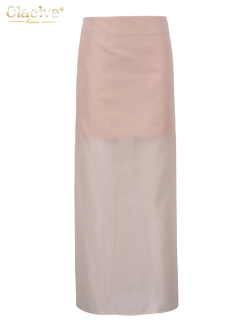 Clacive Fashion Loose Balck Women Skirt Casual High Waist Ankle Length