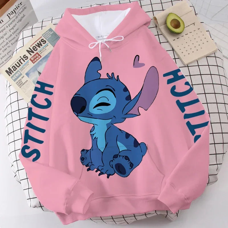 Disney Hoodie Fashion Stitch Angel Monster Letter Cartoon Sweatshirt