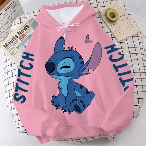 Disney Hoodie Fashion Stitch Angel Monster Letter Cartoon Sweatshirt