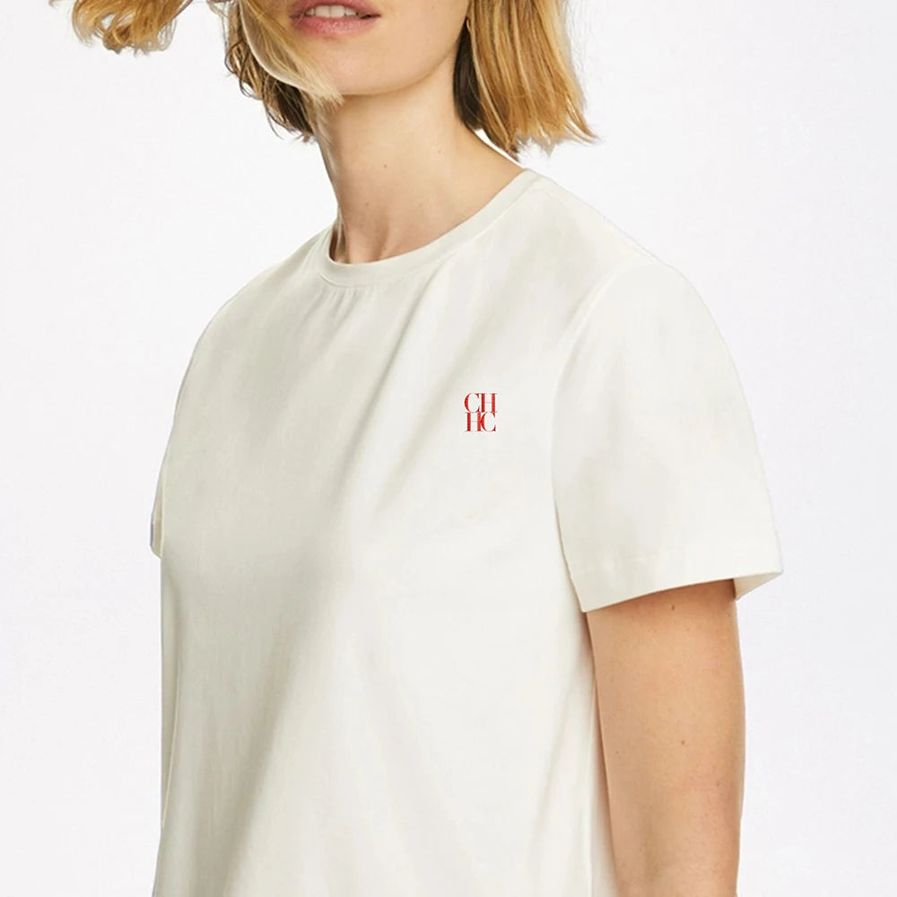 CHCH Women T-Shirts Short Sleeved Tees Casual New White Tops Women's