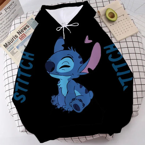 Disney Hoodie Fashion Stitch Angel Monster Letter Cartoon Sweatshirt