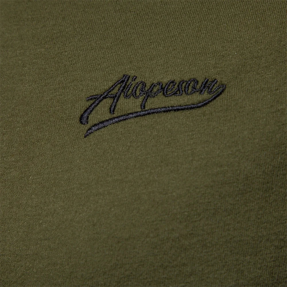 AIOPESON Men's T-shirts 100% Cotton Long Sleeve O-neck Pactwork Casual