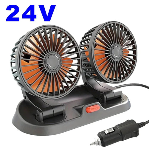 Car Fan 360° Adjustable 3 Head Air Fan Automotive Electric Fan