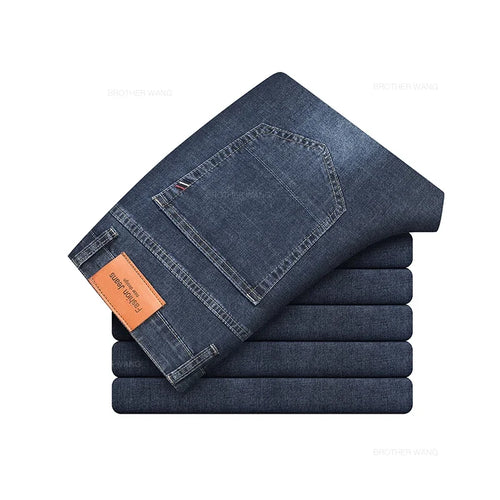 Summer Thin Men's Elastic Cotton Jeans Fashion Gray Comfortable