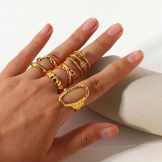 Fashion Simple Stainless Steel Rings For Women Gold Color Smooth