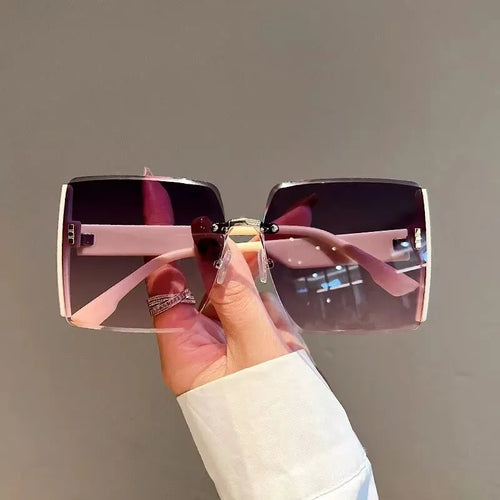 Square Frameless Retro Sunglasses for Women Fashion Vintage Glasses