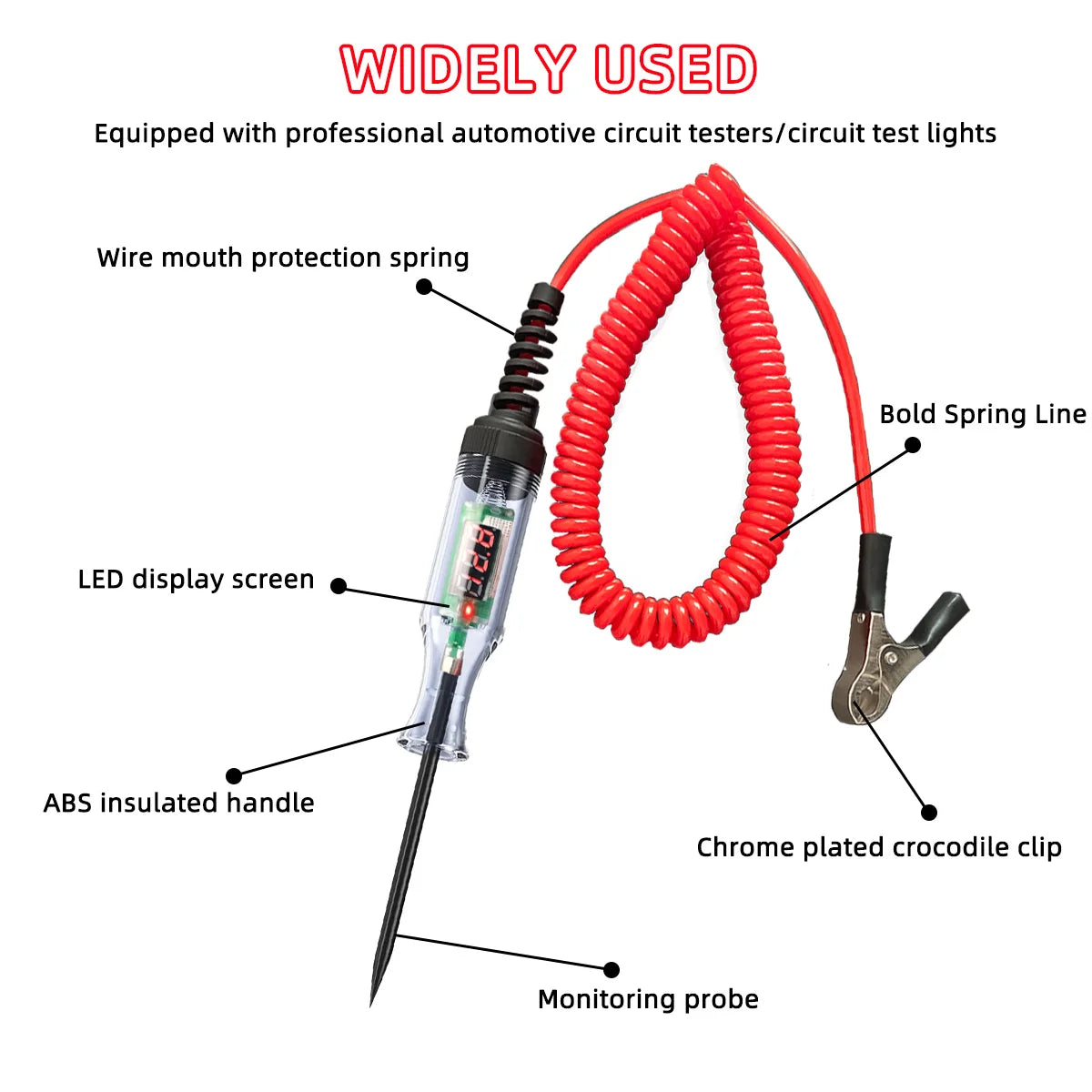 Car Truck Voltage Circuit Tester Digital Led Long Probe Pen Bulb