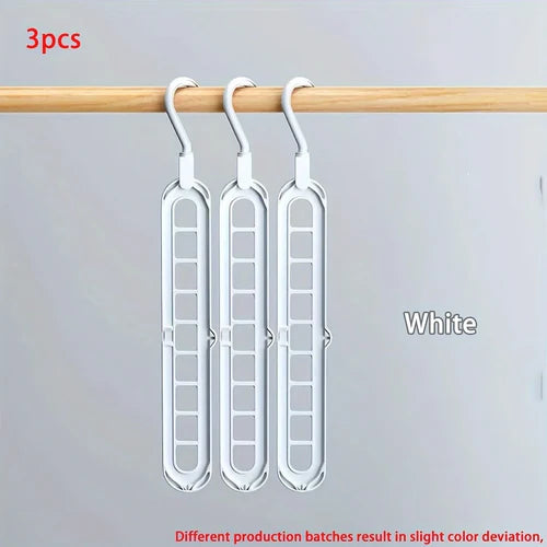 3pcs, Plastic 9-Hole Foldable Hangers, Heavy Duty Space Saving Clothes