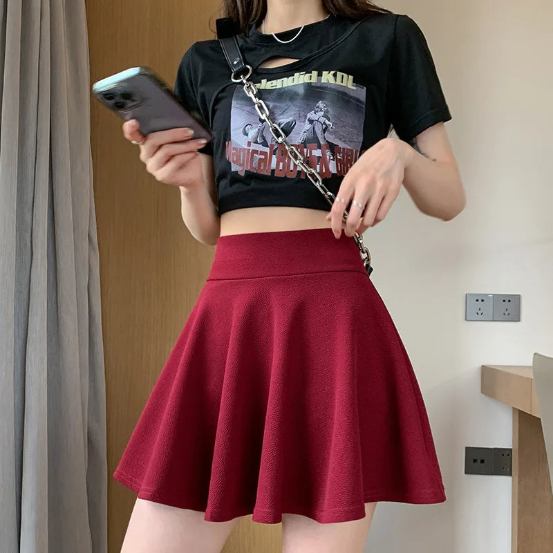 Summer Women's Skirts Fashion Sexy Mini Elastic Pleated Sun Skirts For
