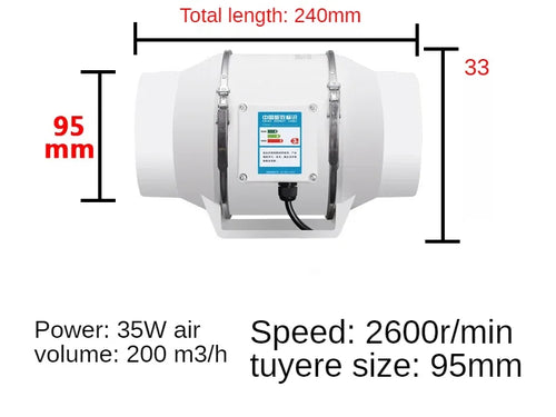 Exhaust Fan Home Silent Inline Pipe Duct Fan Bathroom Extractor
