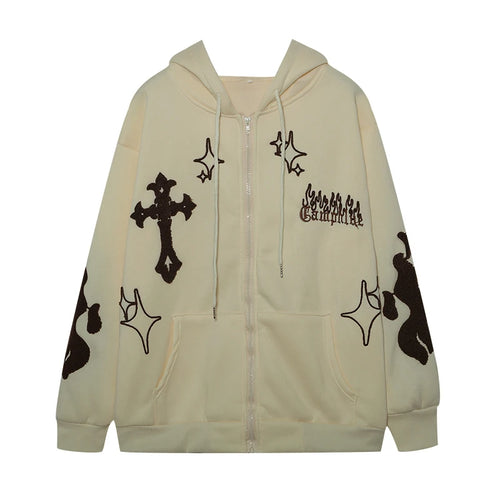2023 European and American Autumn/Winter Hoodie Embroidered Cross