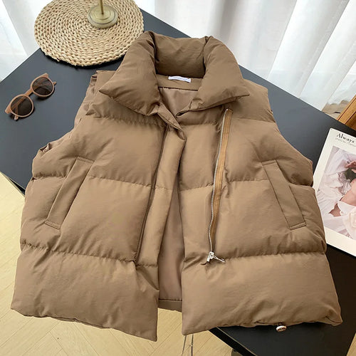 Women Fashion Autumn New 2024 Stand Collar Elegant Down Coats Warm