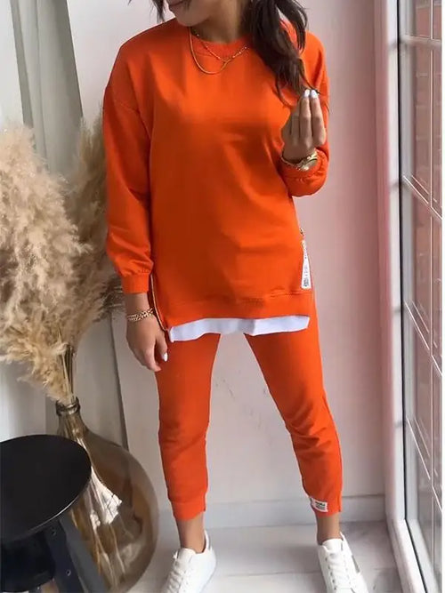 New Autumn Patchwork Loose Two Piece Set Women's Fashion Long Sleeve
