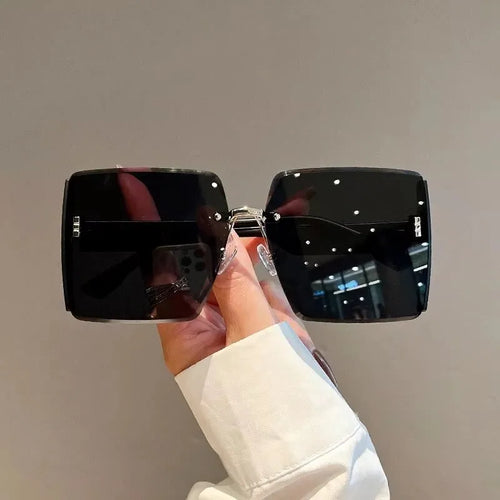 Square Frameless Retro Sunglasses for Women Fashion Vintage Glasses