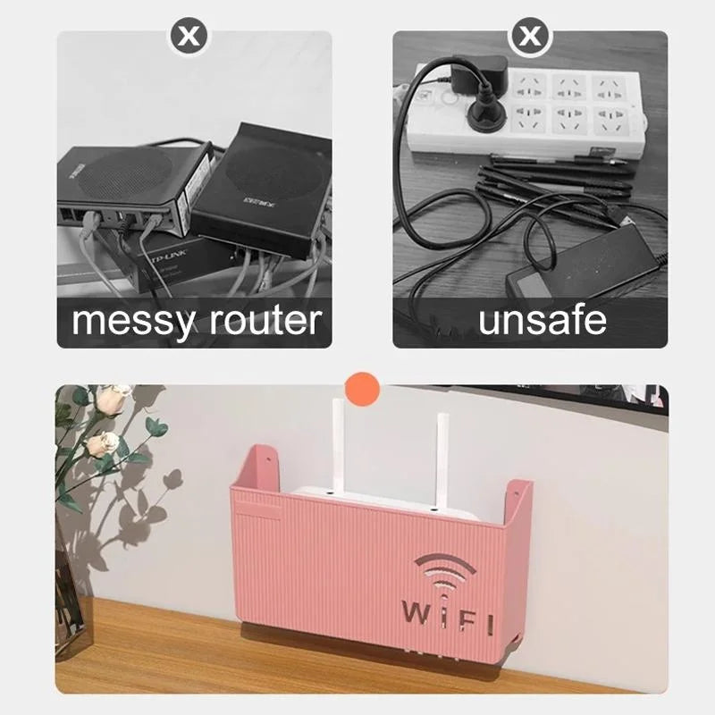 1 Pcs Wall Hanging Plastic Wireless Router Storage Box Cable Power