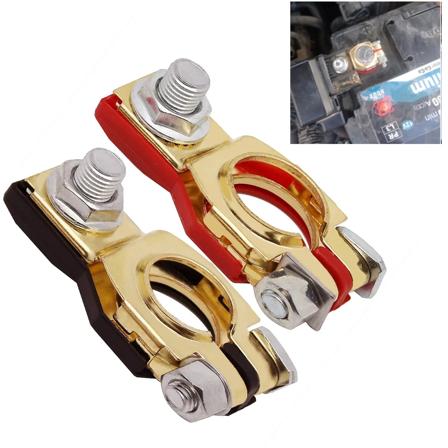 2pc Automotive Battery Terminal Wire Cable Clamp Quick Release