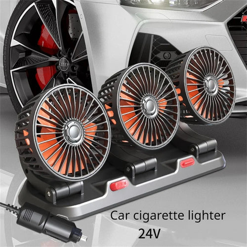 Car Fan 360° Adjustable 3 Head Air Fan Automotive Electric Fan