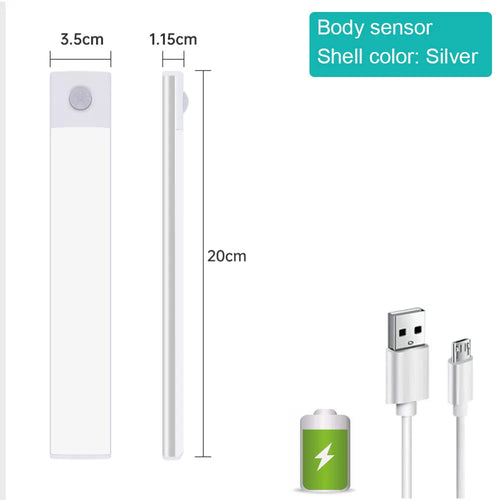 Bedroom Night Light Motion Sensor Lights Wireless USB Under Cabinet