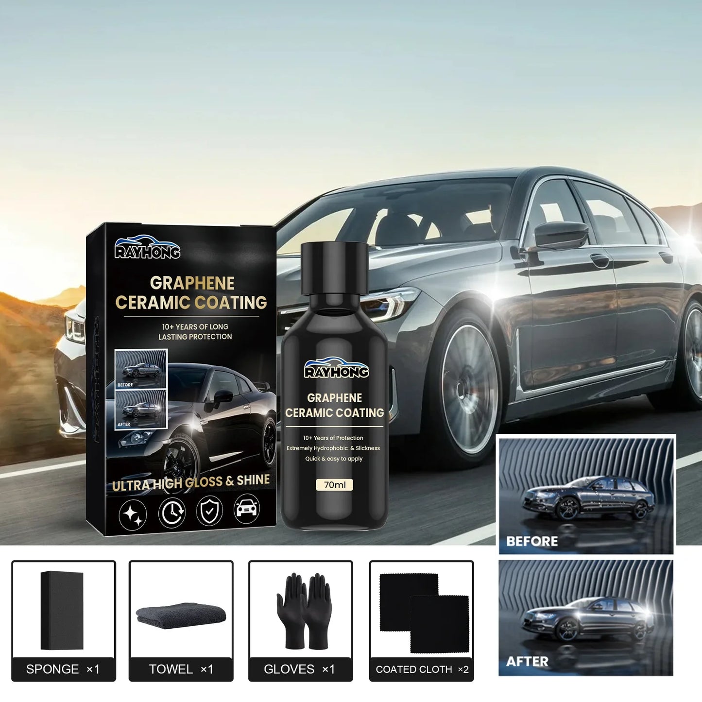Automotive graphene ceramic coating, superfluidic crystal plating,