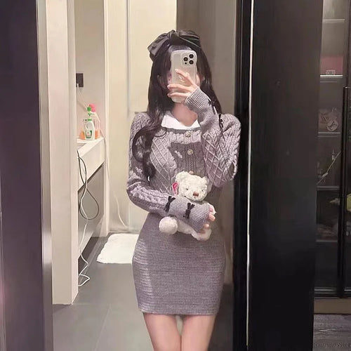 Autumn Winter Elegant Women Sweater Christmas Red Slim Fur Patchwork