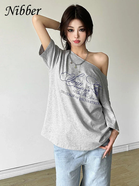 Nibber Casual Relax Woman T-shirt Letter 2024 Women Hot New Versatile