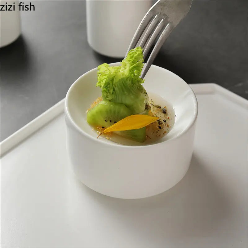 Ceramic Dinner Plate Creative Cylindrical Dessert Plate Snack Plate