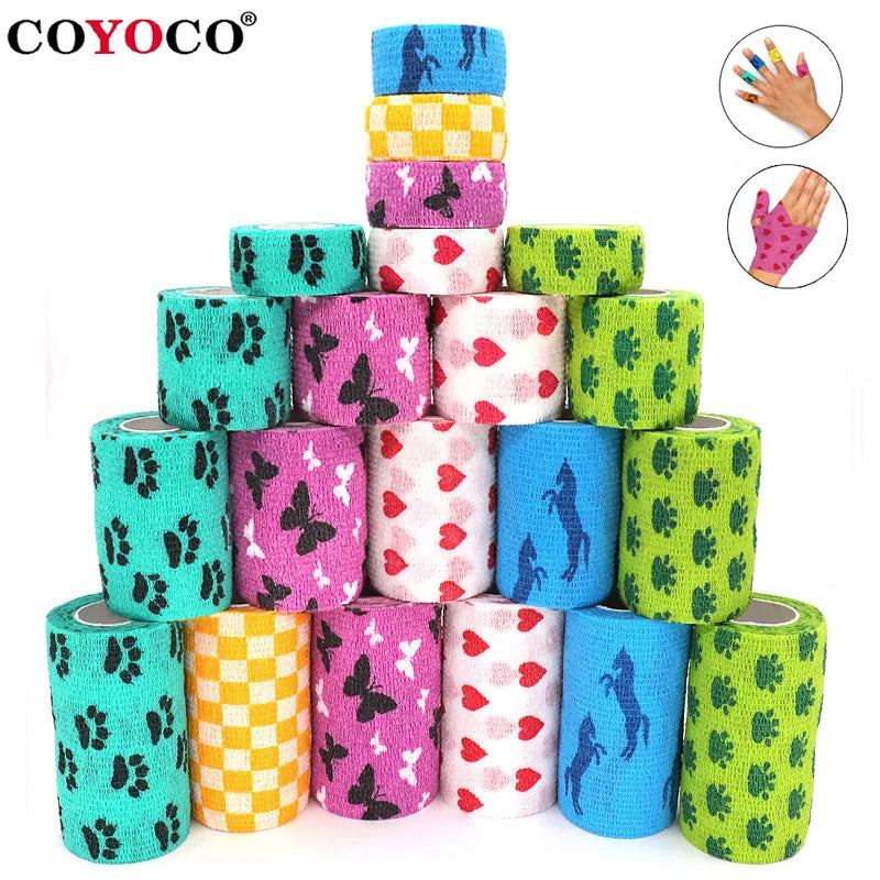 COYOCO Printed Self Elastic Adhesive Athletic Tape Wraps 2.5cm Sports