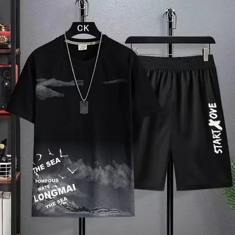 Youth quick-drying shorts Suits for men Summer Shorts Set casual thin