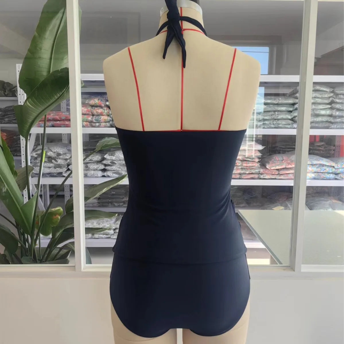 Solid Halter Bikinis Set Tankini Set Women High Waist Swimwear Sexy Push Up Swimsuit Biquini Backless High Waist Bathing Suit