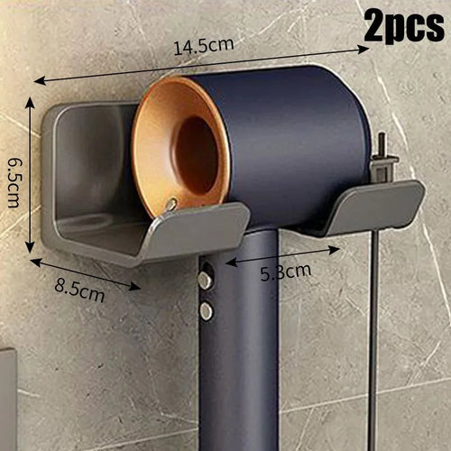 Wall mounted non perforated hair dryer storage rack Bathroom hair