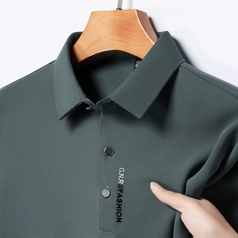 New Men's Short Sleeved Solid Color POLO Shirt Breathable and