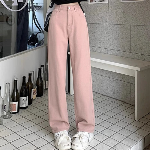 Woman Vintage Wide Leg Jeans Girls High Waist Pants Female Fashion