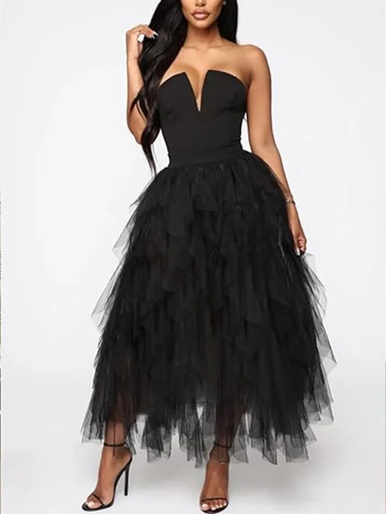 Tulle Skirts for Women Long Length Tutu Fairy Tiered Skirt A Line Mesh