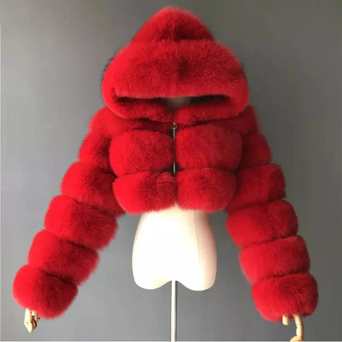 High Quality Furry Cropped Faux Fur Coats and Jackets Women Fluffy Top