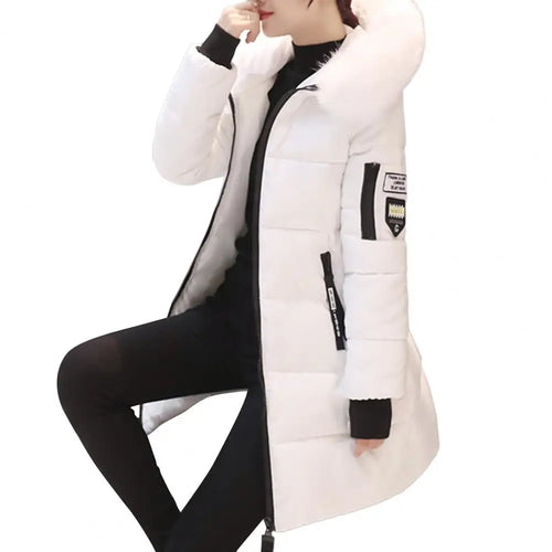 2024 New Winter Coat Women's Jacket Fur Neckline Long Basic Coats